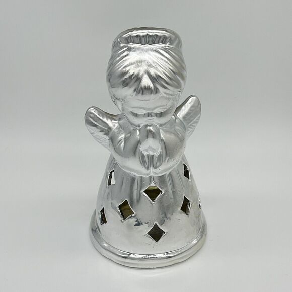 Vintage Praying Angel Candle Holder 6.5” Figurines Set of 2 Gold & Silver Tone - Picture 4 of 16
